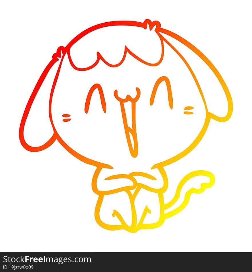 warm gradient line drawing cute cartoon dog