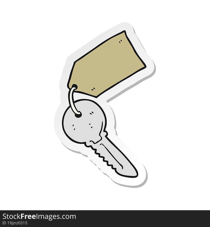 sticker of a cartoon key with tag