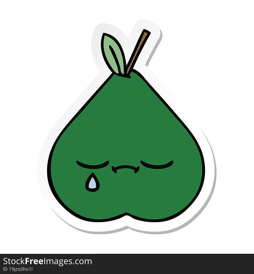 Sticker Of A Cute Cartoon Pear