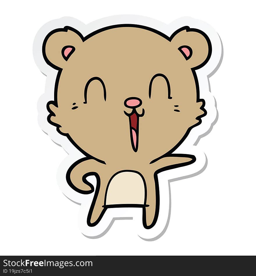 Sticker Of A Happy Cartoon Bear