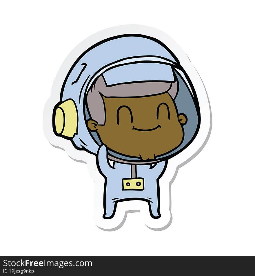 sticker of a happy cartoon astronaut man