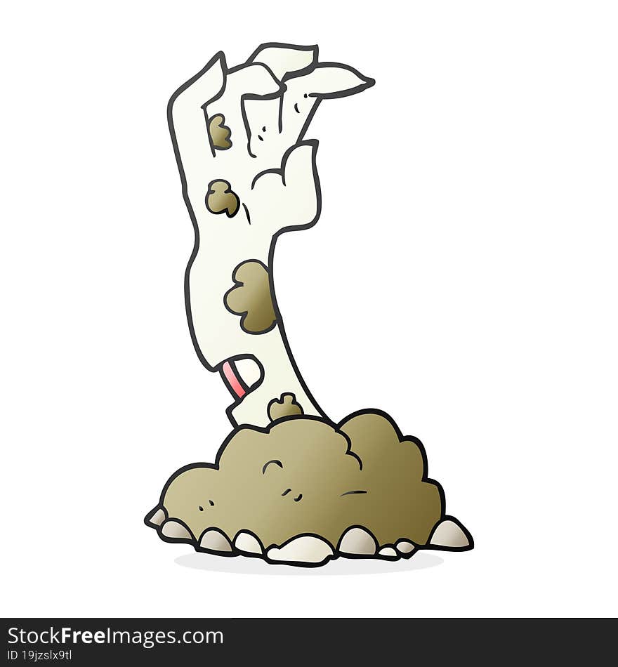 cartoon zombie hand rising from ground