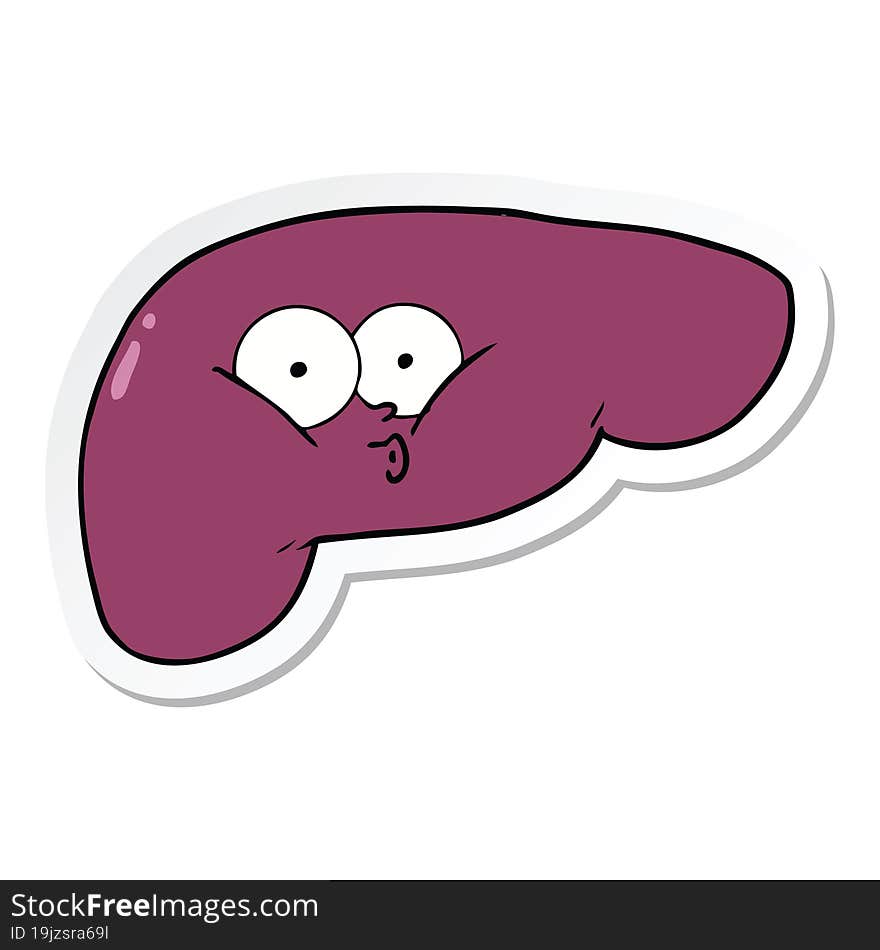 Sticker Of A Cartoon Curious Liver