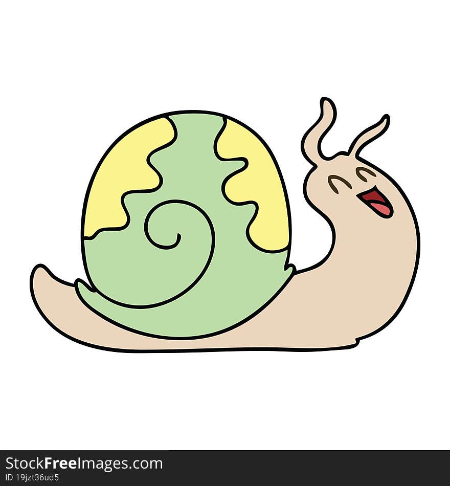 hand drawn quirky cartoon snail. hand drawn quirky cartoon snail