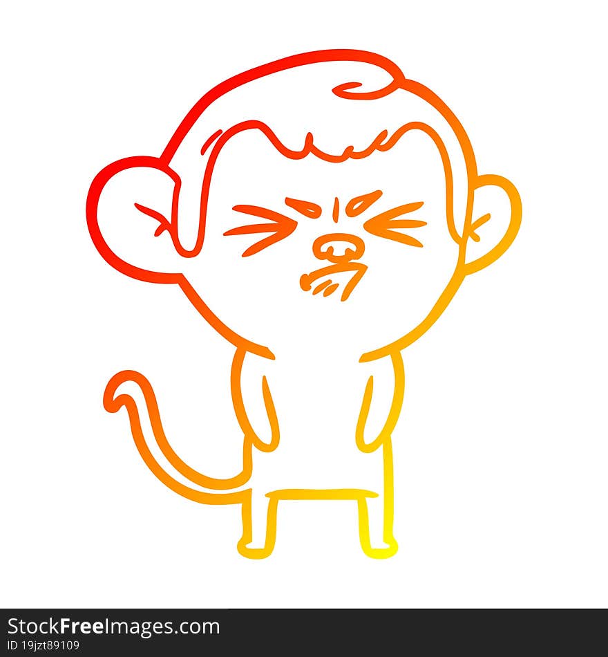 warm gradient line drawing cartoon annoyed monkey