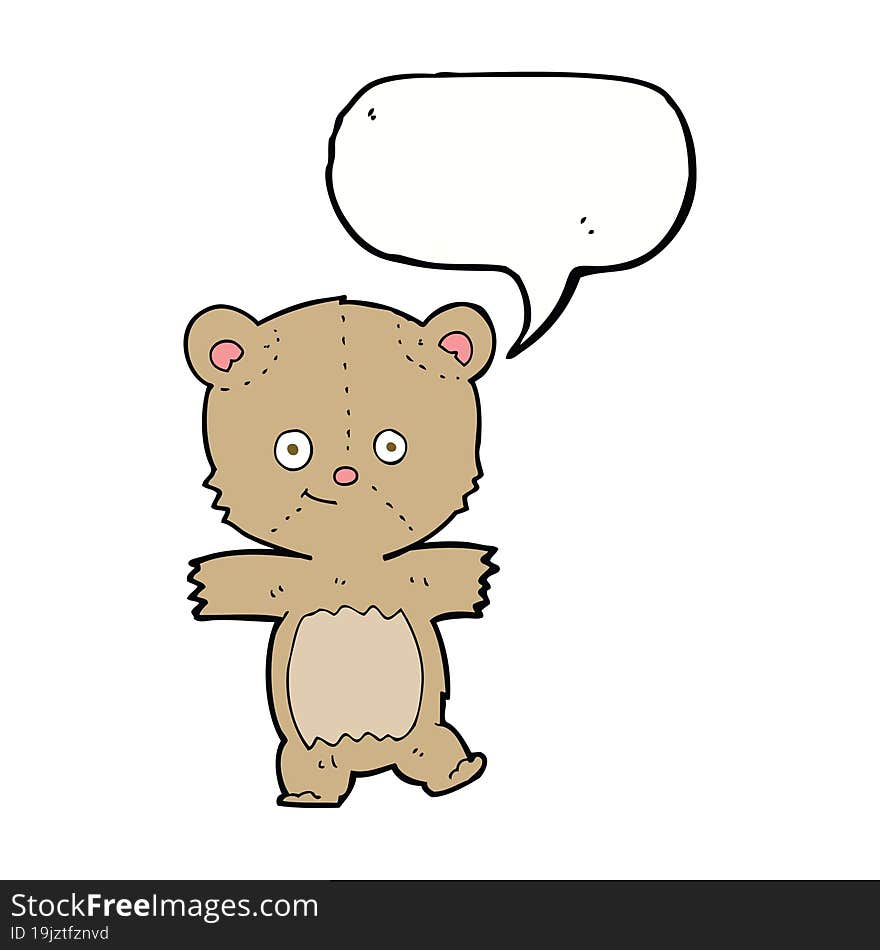 cartoon funny teddy bear with speech bubble