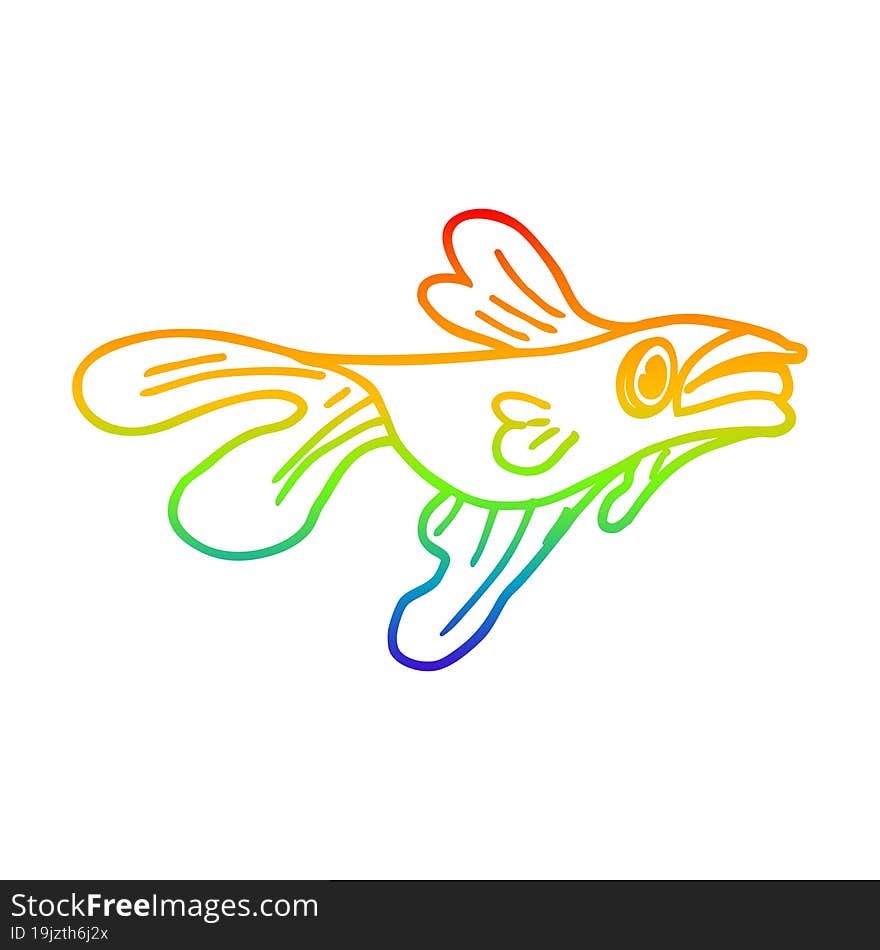 rainbow gradient line drawing cartoon fighting fish