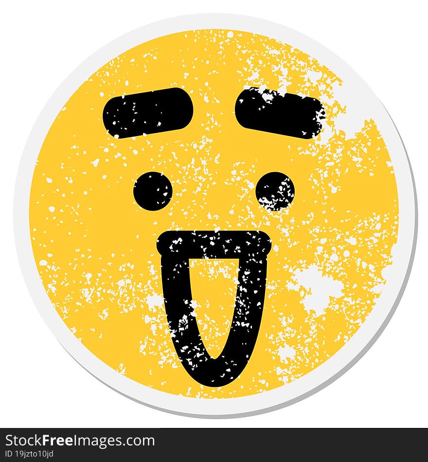 happy surprise face with big eyebrows circular sticker