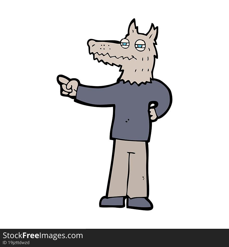 cartoon pointing wolf man