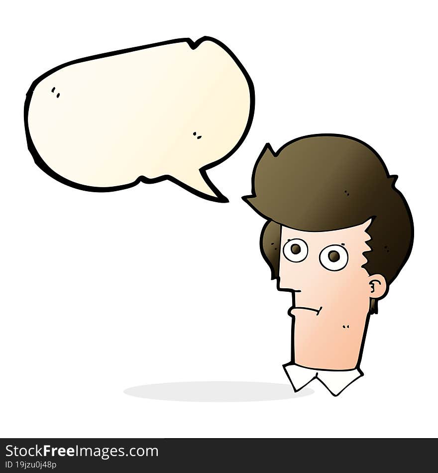 cartoon staring face with speech bubble