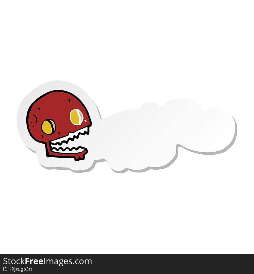 sticker of a cartoon gross skull