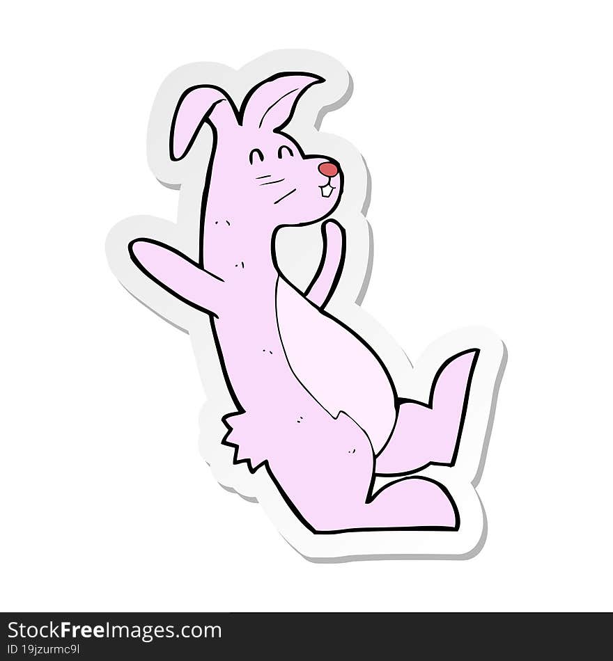 sticker of a cartoon pink bunny