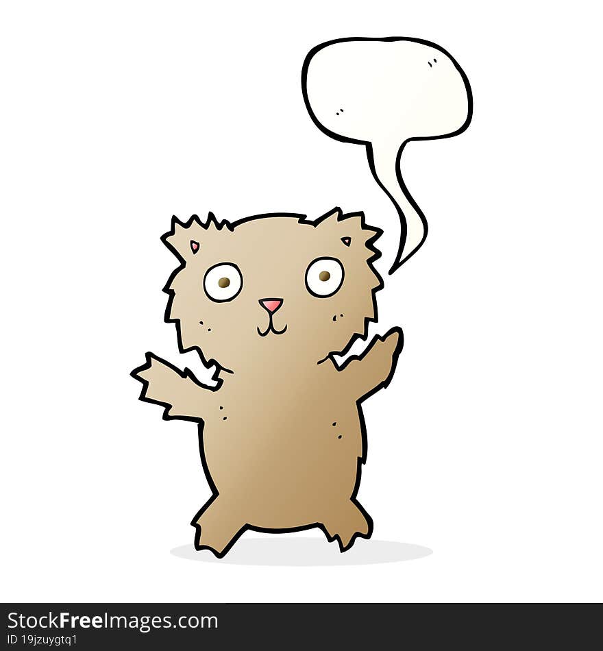 cartoon teddy bear with speech bubble