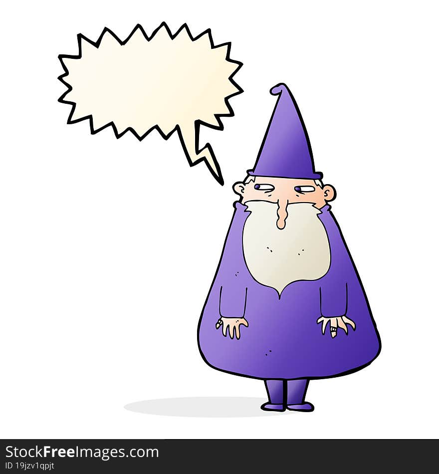 cartoon wizard with speech bubble