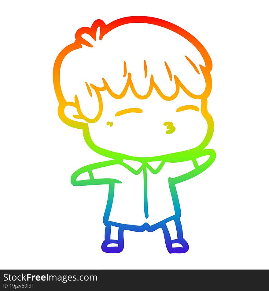 rainbow gradient line drawing cartoon curious boy