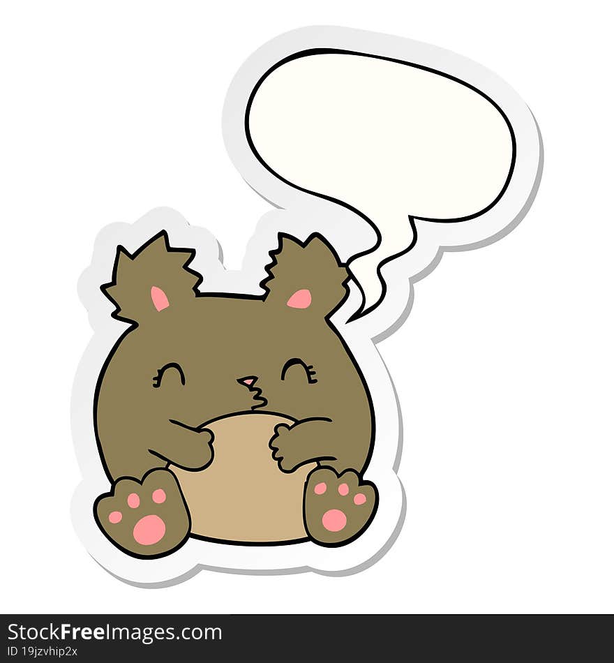 cartoon bear with speech bubble sticker. cartoon bear with speech bubble sticker