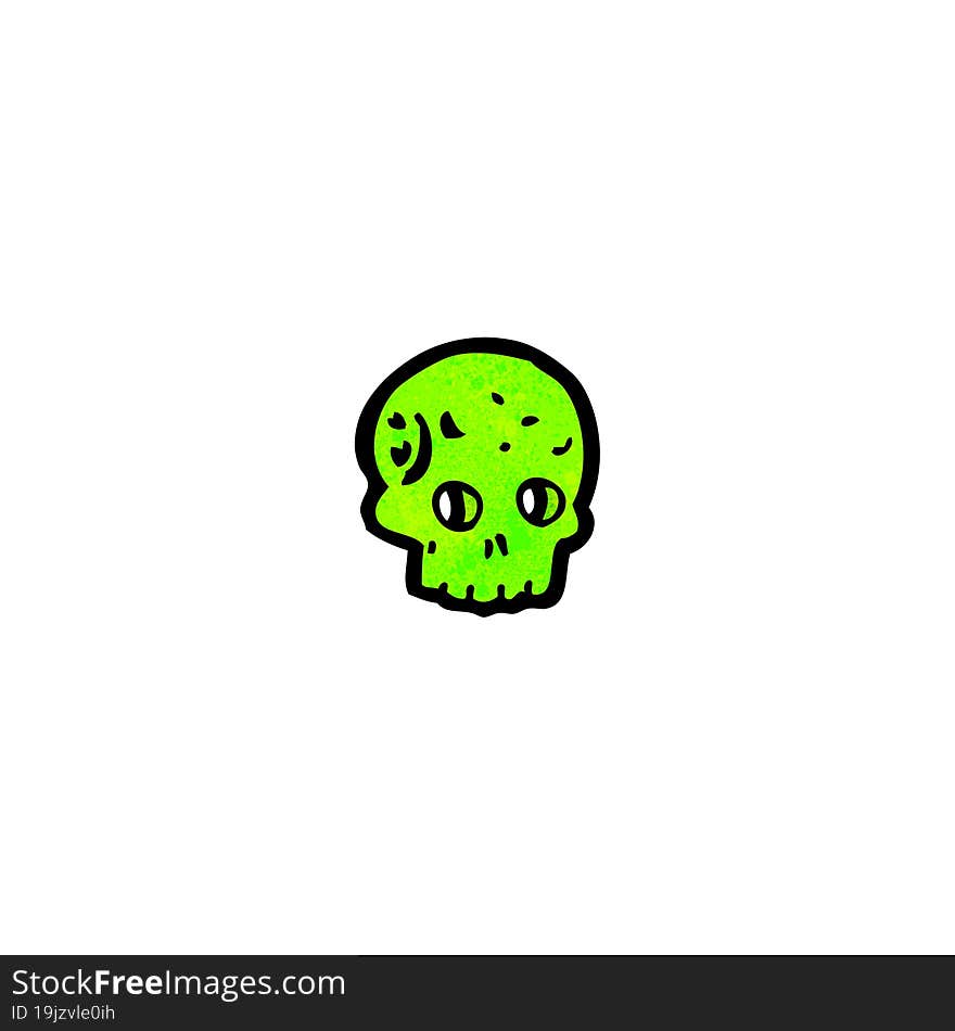 cartoon spooky green skull