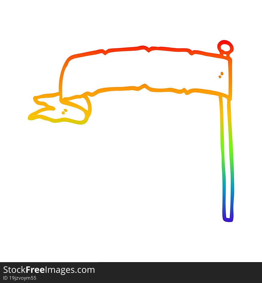 rainbow gradient line drawing cartoon waving flag