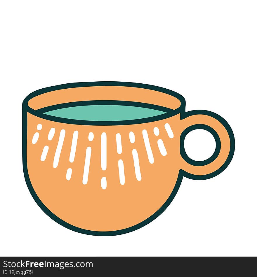 iconic tattoo style image of cup of coffee. iconic tattoo style image of cup of coffee