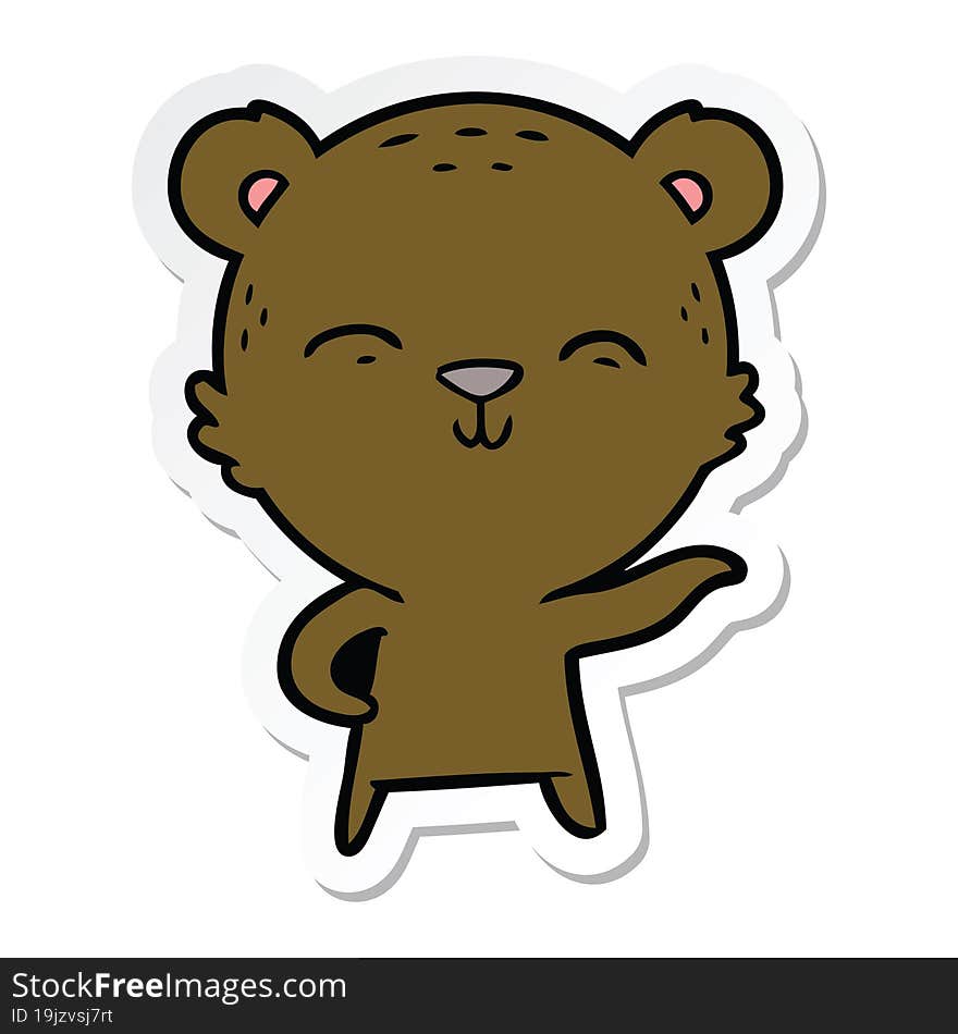 sticker of a happy cartoon bear