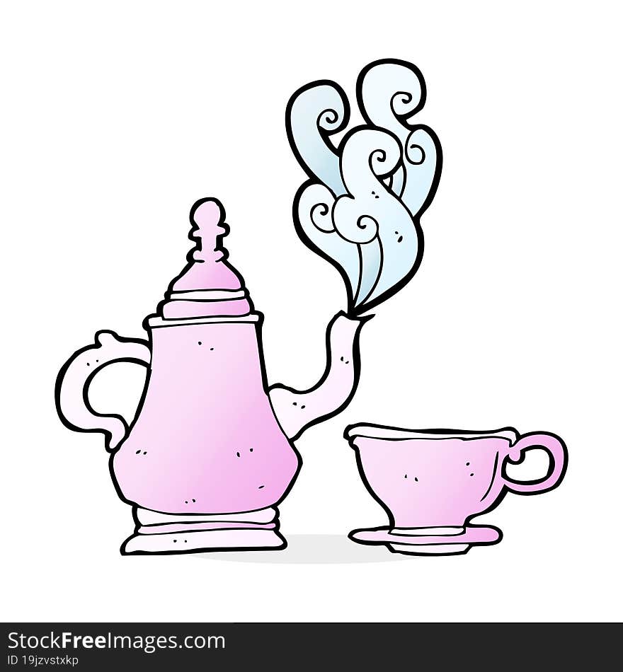 cartoon coffee pot and cup