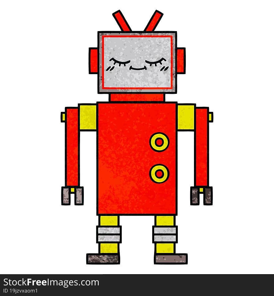 Retro Grunge Texture Cartoon Robot