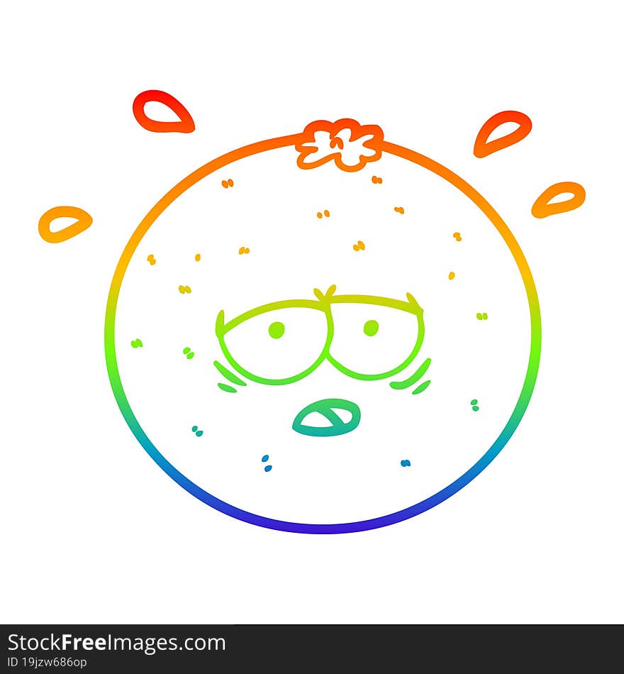 rainbow gradient line drawing of a cartoon orange