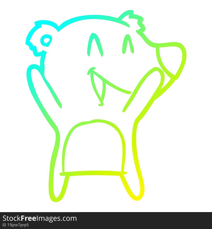 cold gradient line drawing of a laughing polar bear cartoon