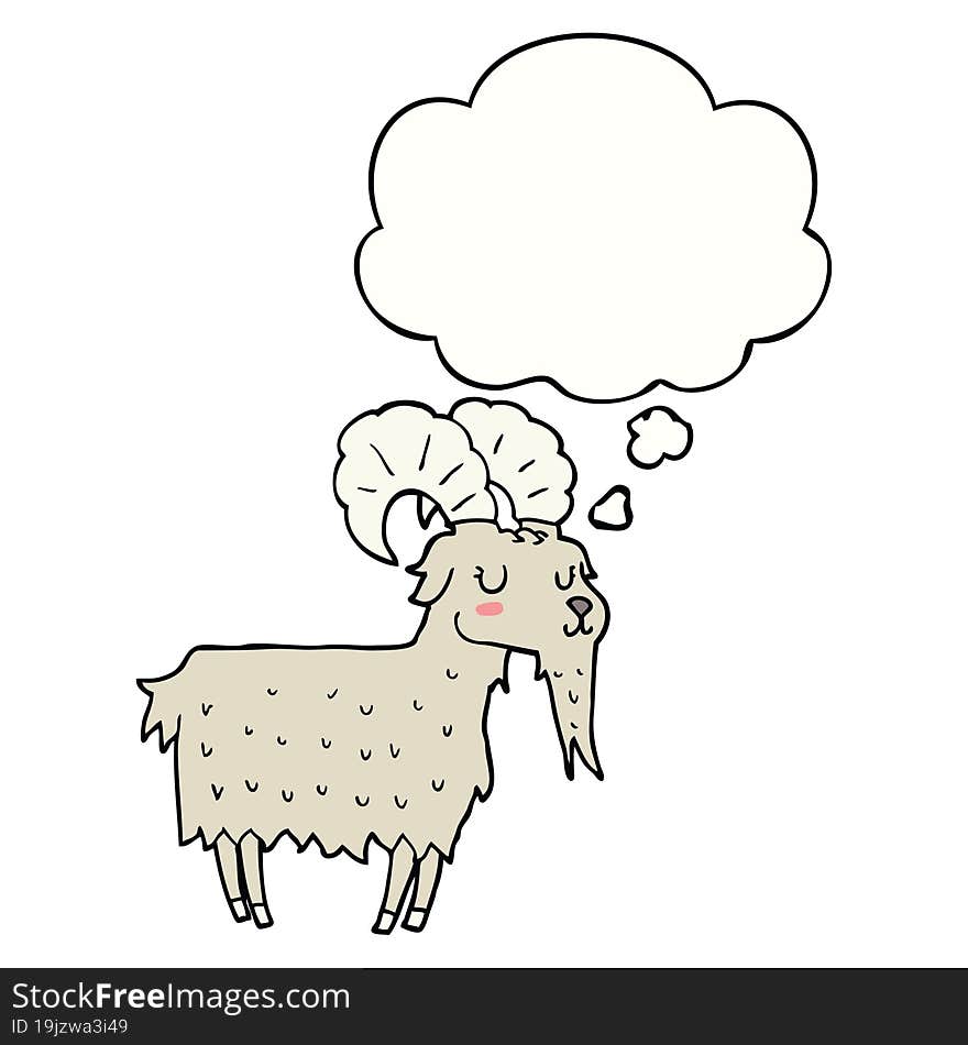 cartoon goat with thought bubble. cartoon goat with thought bubble