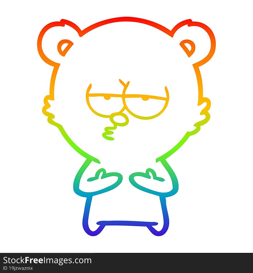 rainbow gradient line drawing bored bear cartoon