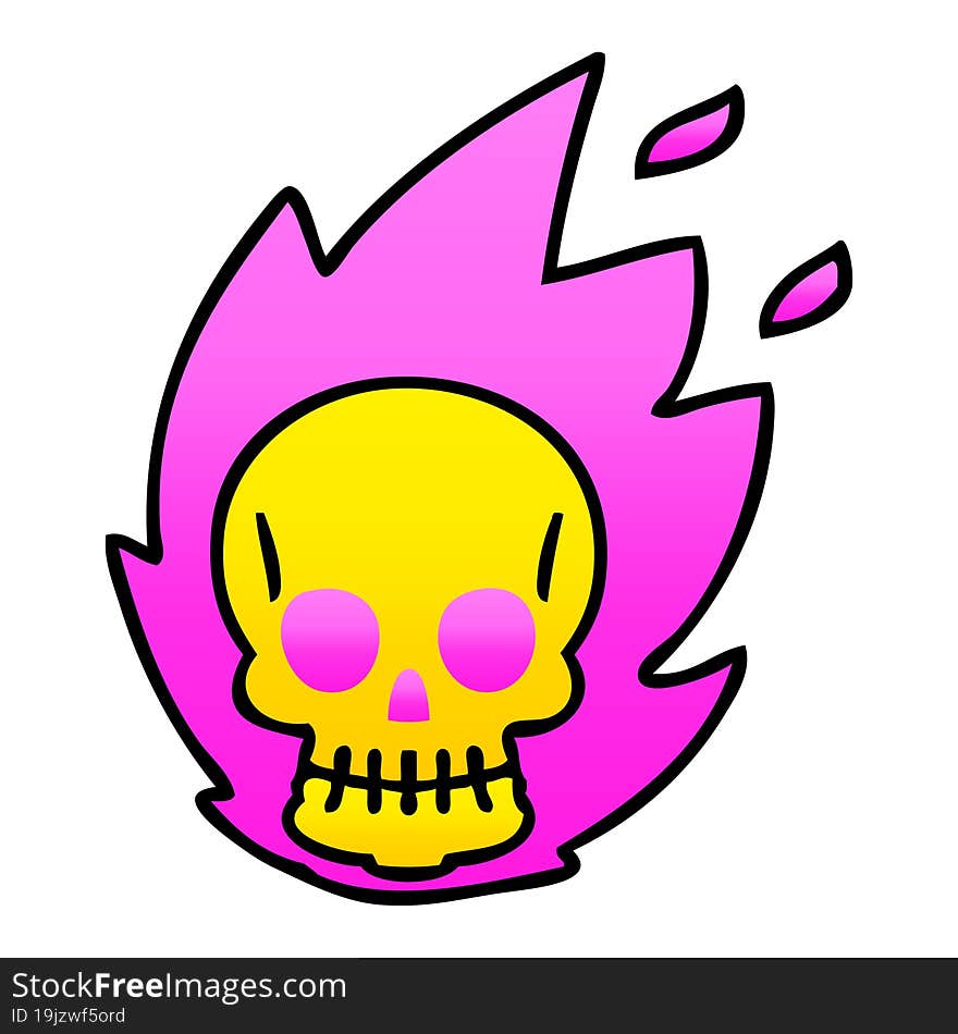 Quirky Gradient Shaded Cartoon Skull