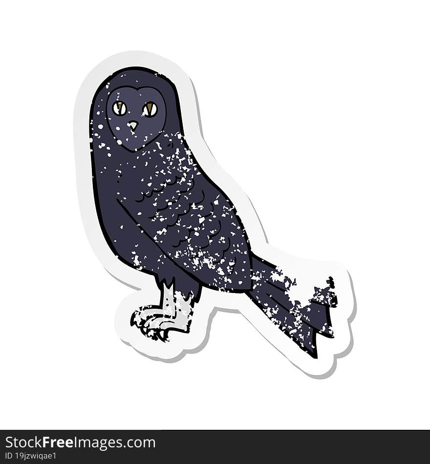 retro distressed sticker of a cartoon owl