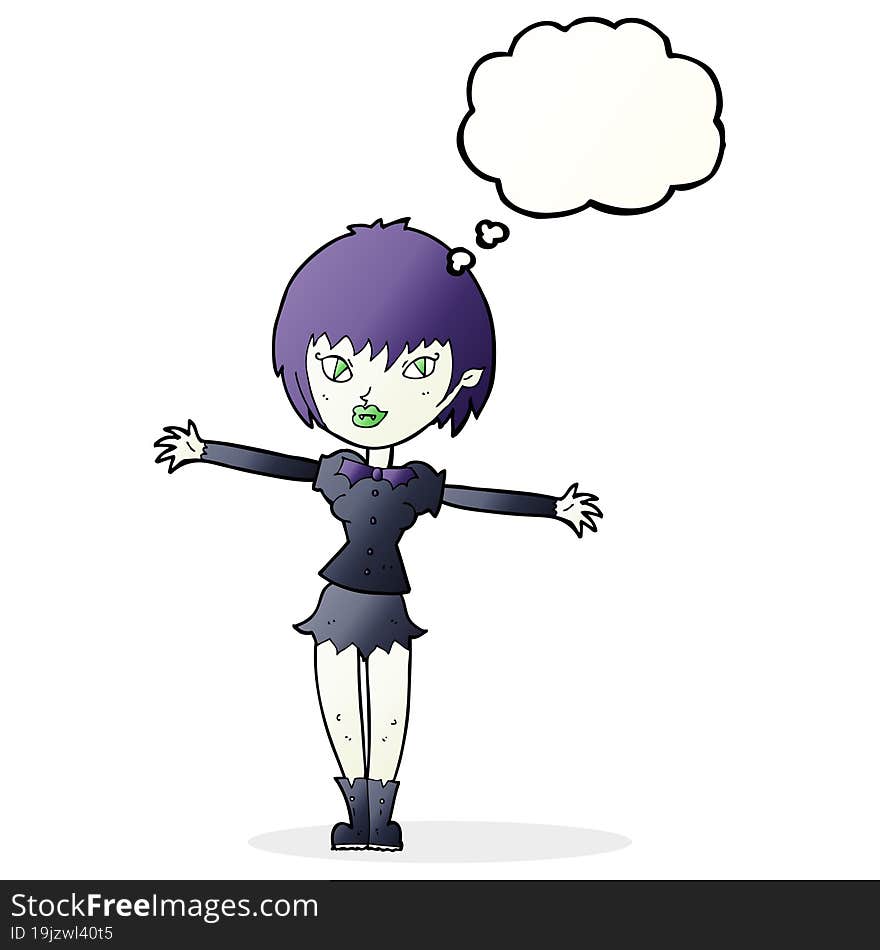 cartoon vampire girl with thought bubble