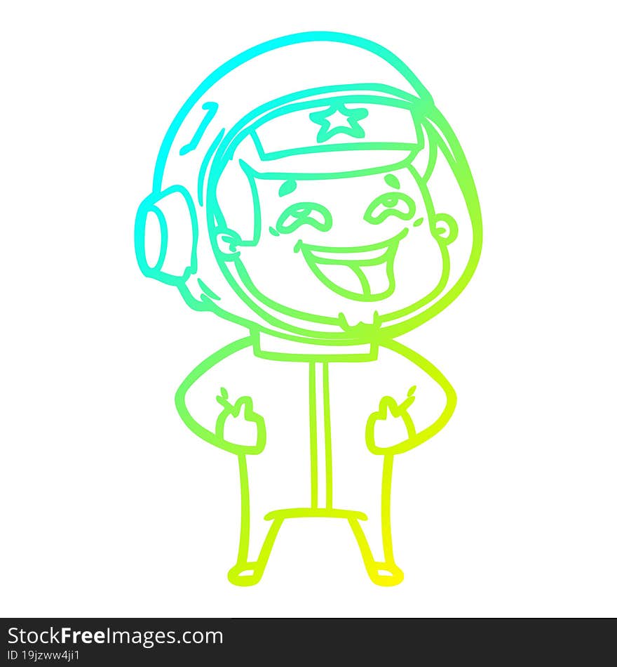 cold gradient line drawing cartoon laughing astronaut