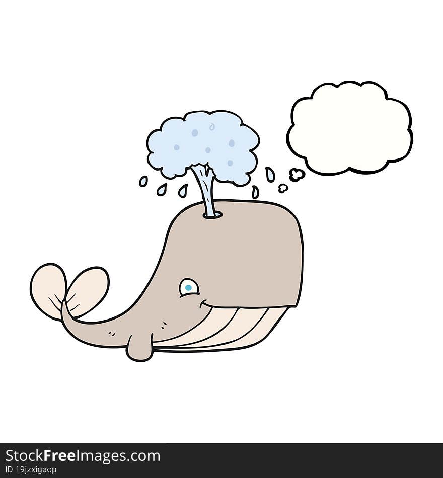 Thought Bubble Cartoon Whale Spouting Water