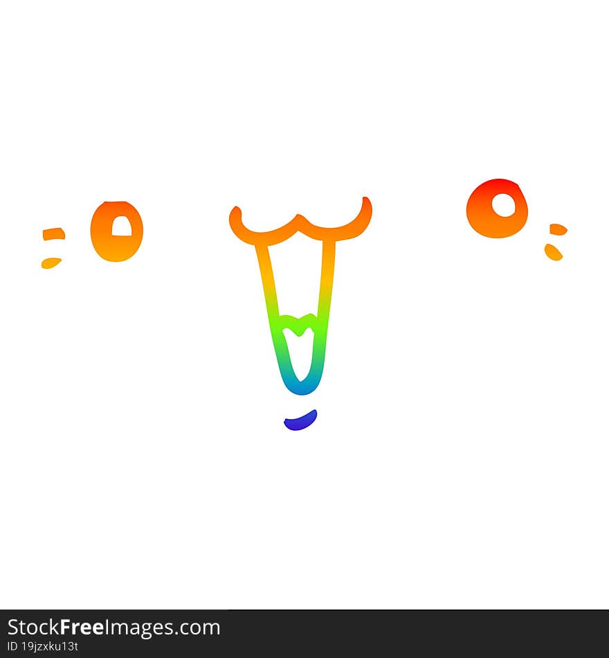 Rainbow Gradient Line Drawing Cute Cartoon Face