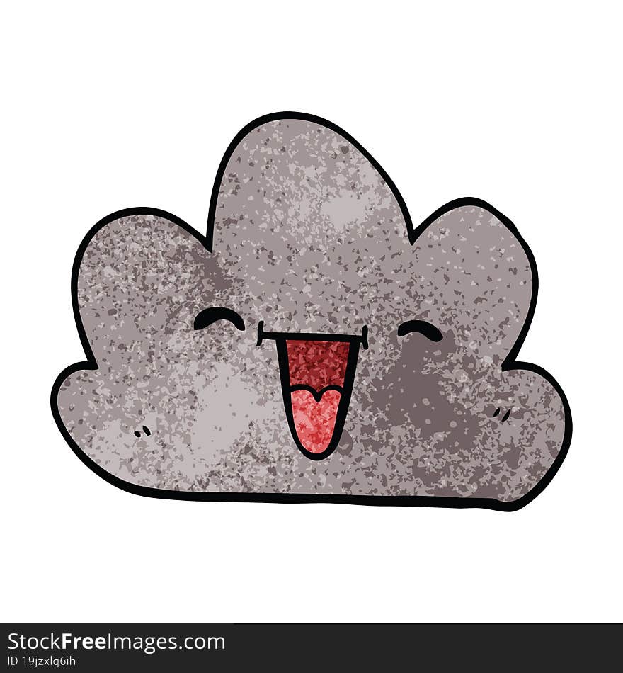 cartoon doodle happy grey cloud