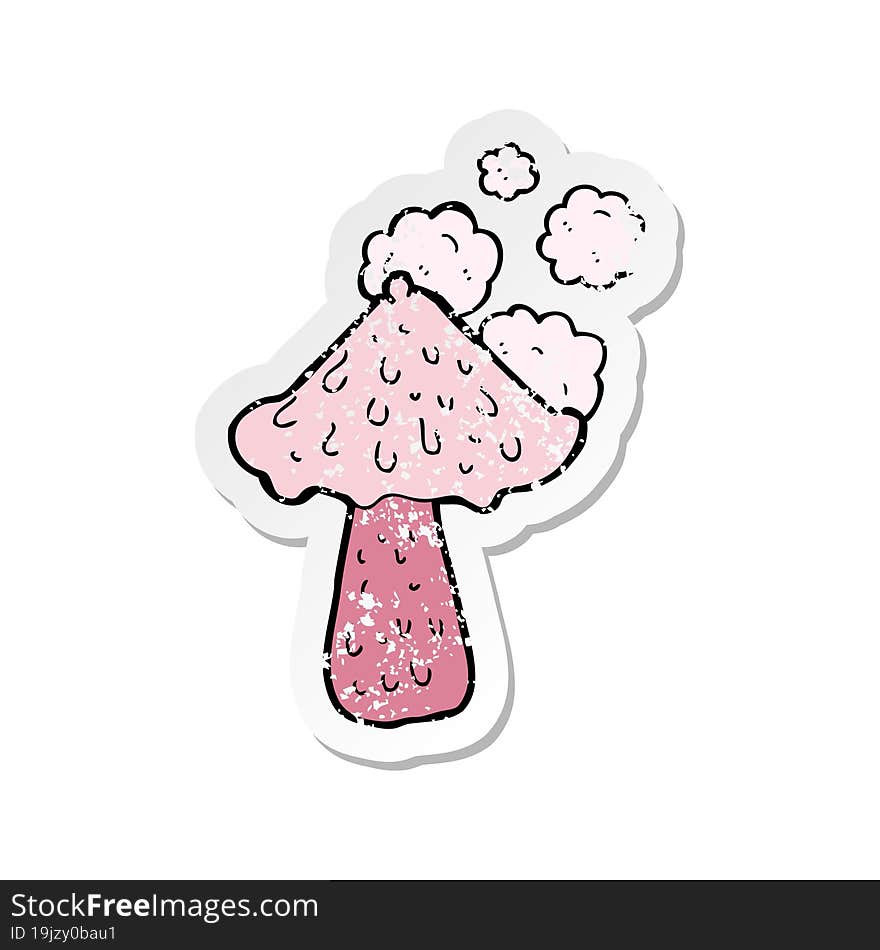 retro distressed sticker of a cartoon mushroom