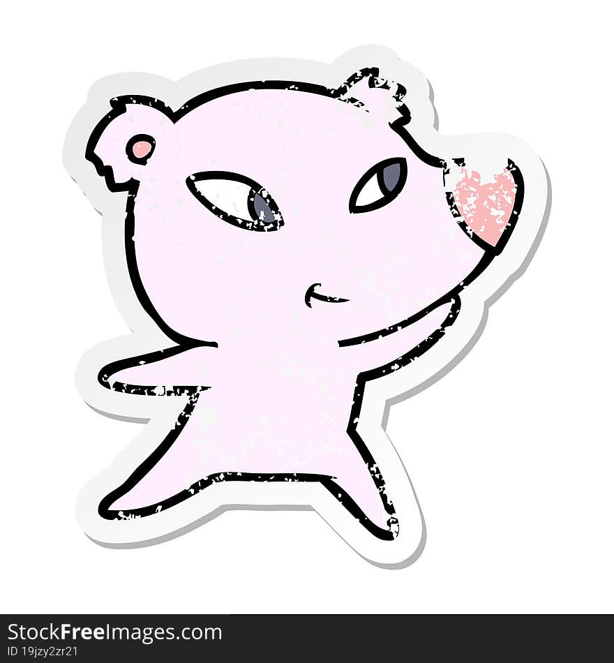 distressed sticker of a cute cartoon bear