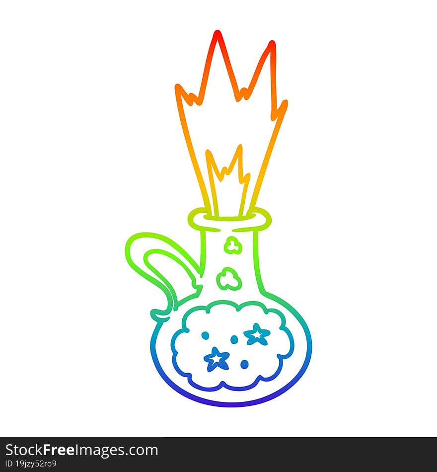 Rainbow Gradient Line Drawing Cartoon Magic Potion