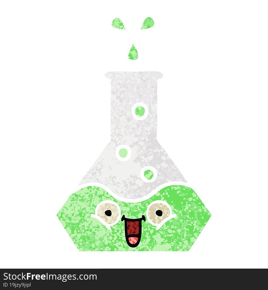 retro illustration style cartoon science beaker