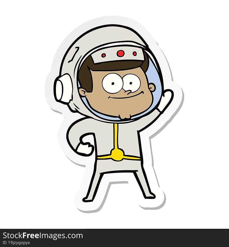 sticker of a happy astronaut cartoon