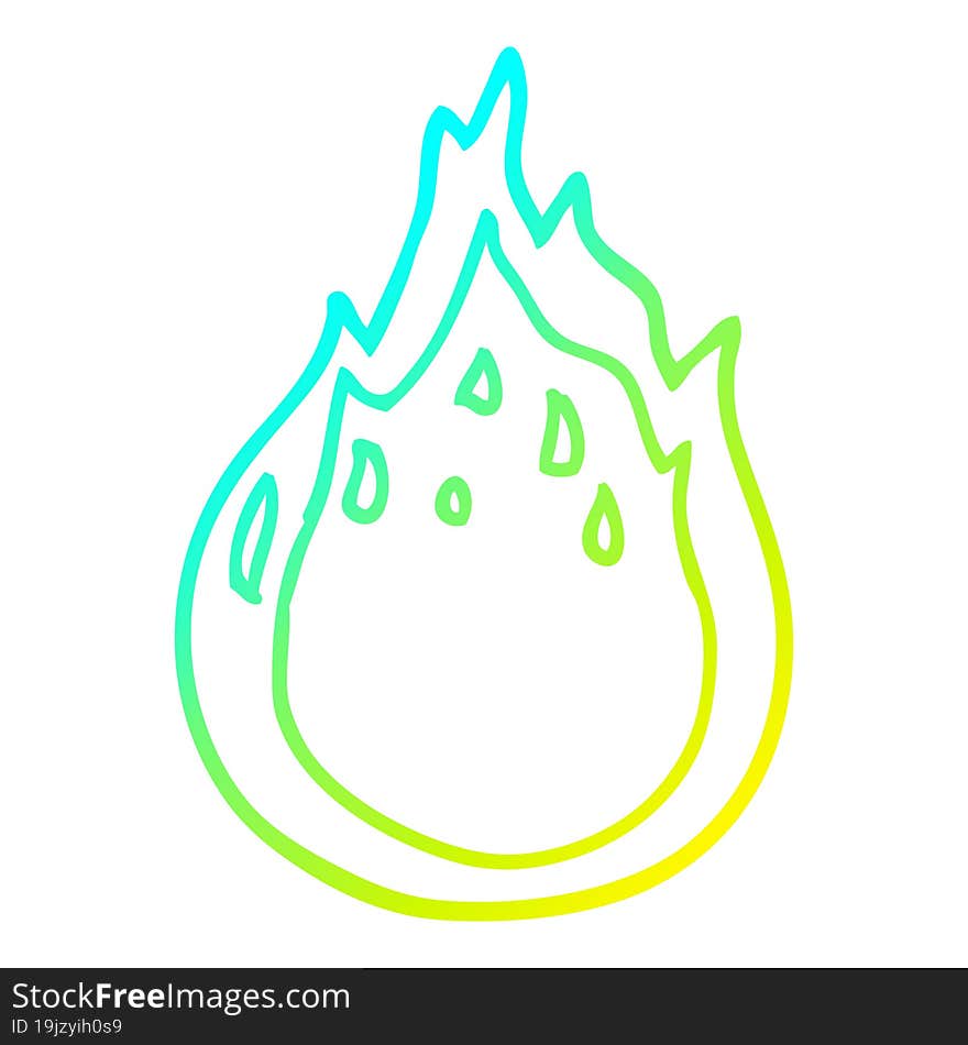 cold gradient line drawing cartoon fire