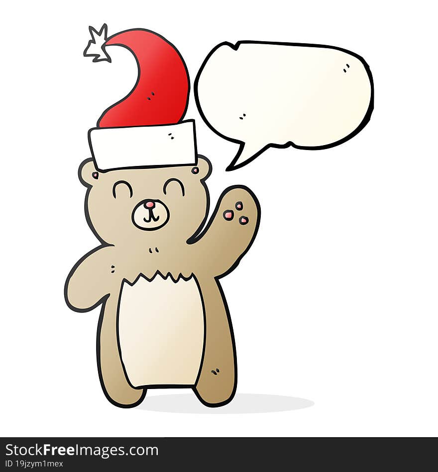 speech bubble cartoon teddy bear waving