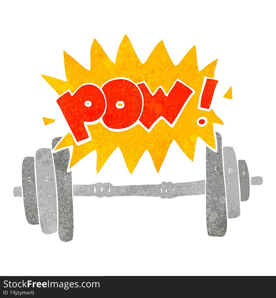 freehand retro cartoon gym barbell