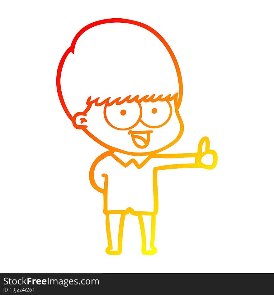 Warm Gradient Line Drawing Happy Cartoon Boy