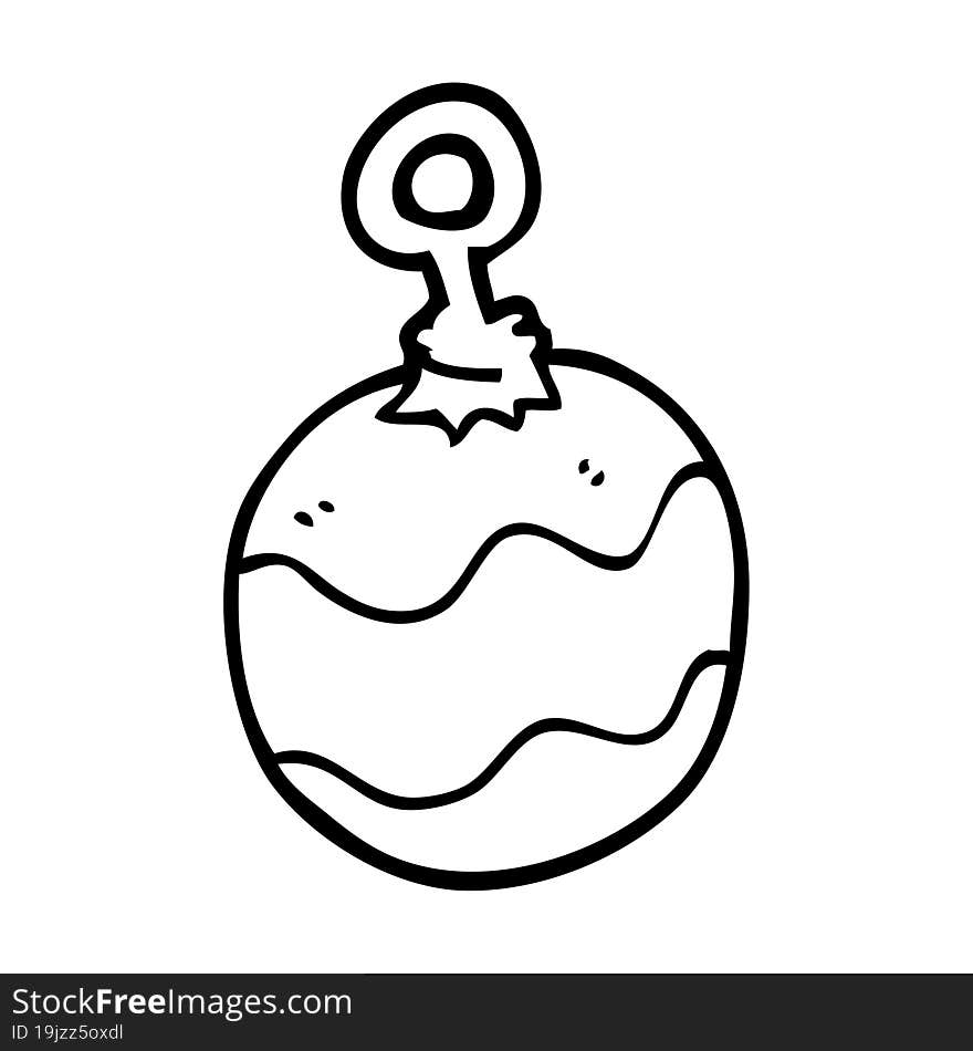 Line Drawing Cartoon Christmas Bauble