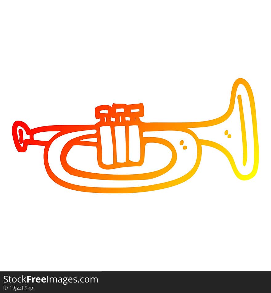 Warm Gradient Line Drawing Cartoon Trumpet