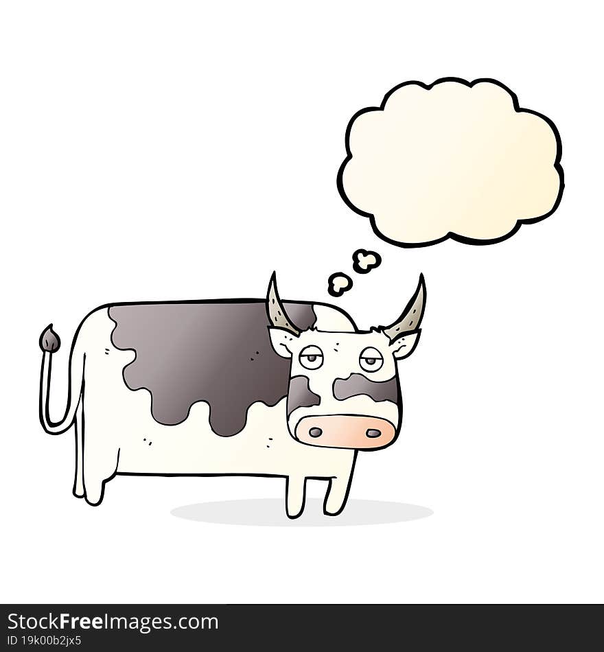 Cartoon Cow With Thought Bubble