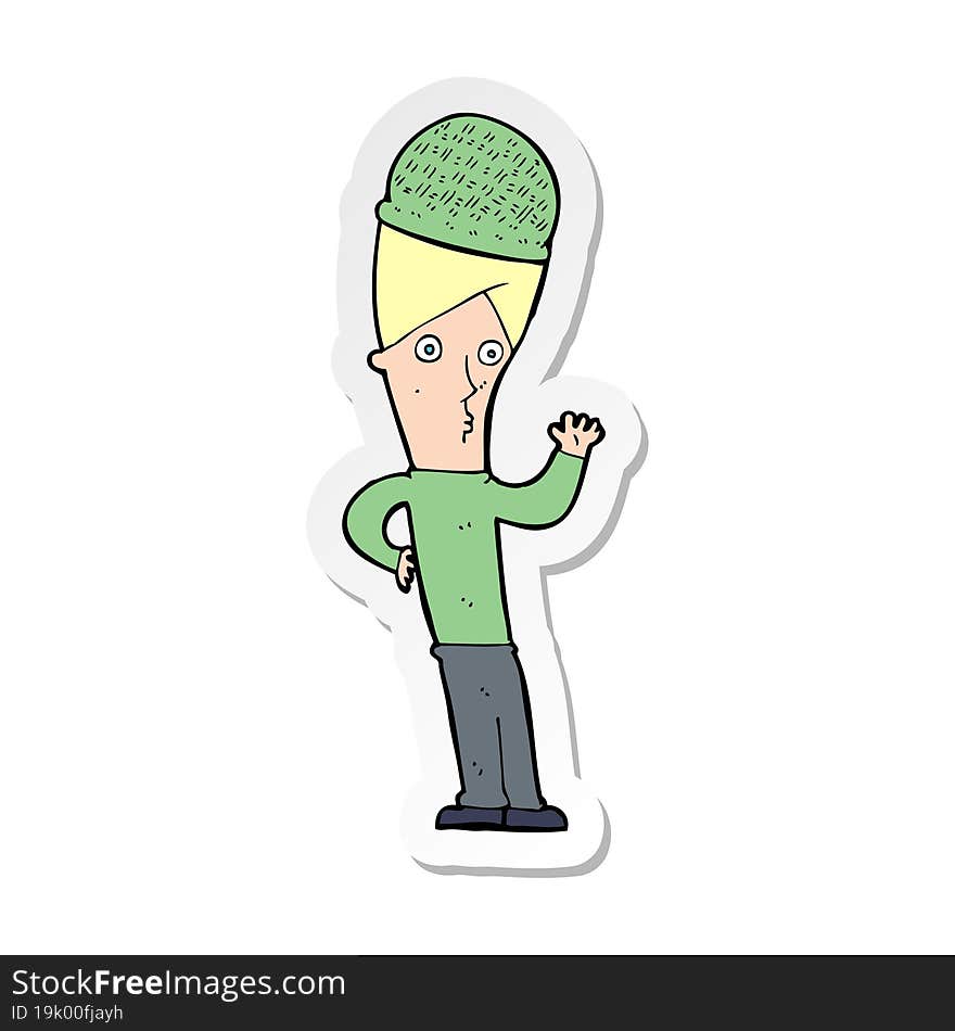 sticker of a cartoon man wearing winter hat